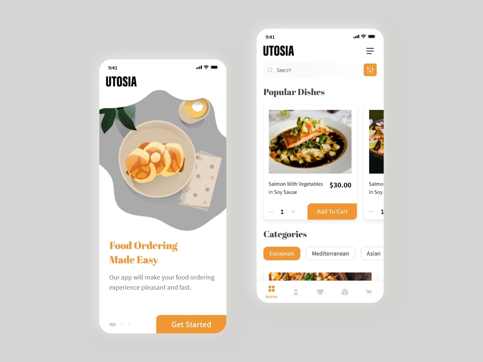 Food Delivery App UX/UI Design - Splash screen & home page by Lilit