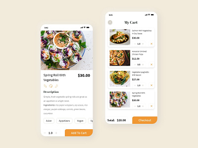 Food Delivery App UX/UI Design - Product page & Cart app delivery design food home homepage page screen splash ui uidesign uiux ux uxdesign uxui webdesign