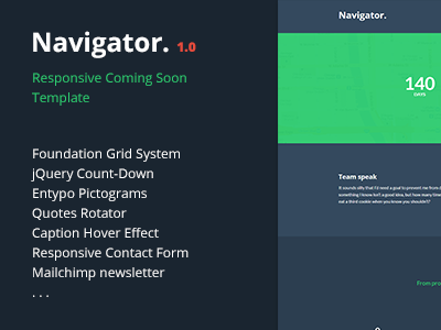 Navigator | Responsive Coming Soon Template coming css3 envato flat html5 responsive soon template theme ui