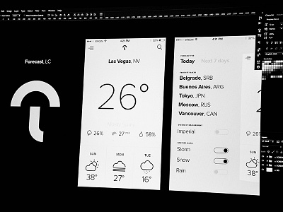 Weather app design for iOS app clean design ios minimal mobile simple swiss typography ui ux