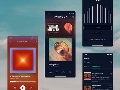Waking up - Guided meditation by Sam Harris android animation app artwork branding design interface ios meditation product ui uiux ux