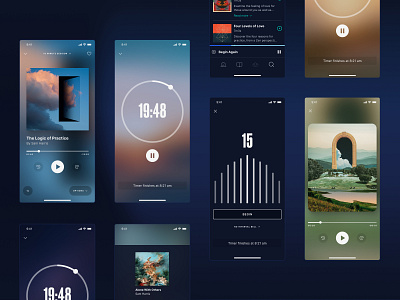 Waking Up - Player and timer. artwork audio community design system interface meditation meditator mindfulness player product systems timer ui uiux ux waking up