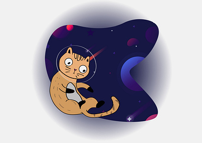 Space Cat cat drawing freehand illustration vector