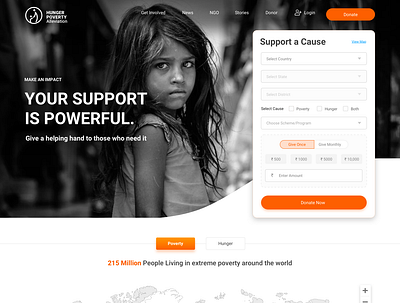 Hunger poverty alleviation charity donate donor feeding hungry ngo poor poverty uidesign uxdesign webdesign website