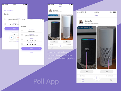 Poll App design home screen login screen poll app polling ui ux