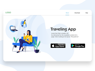 Traveling App app promotion illustration