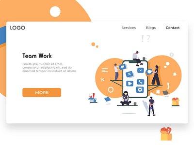 Team Work app promotion illustration