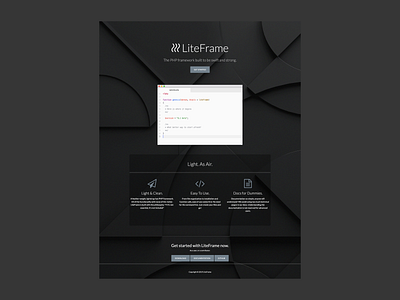 Liteframe Landing Page branding css design framework html php ui ui ux design ux web design