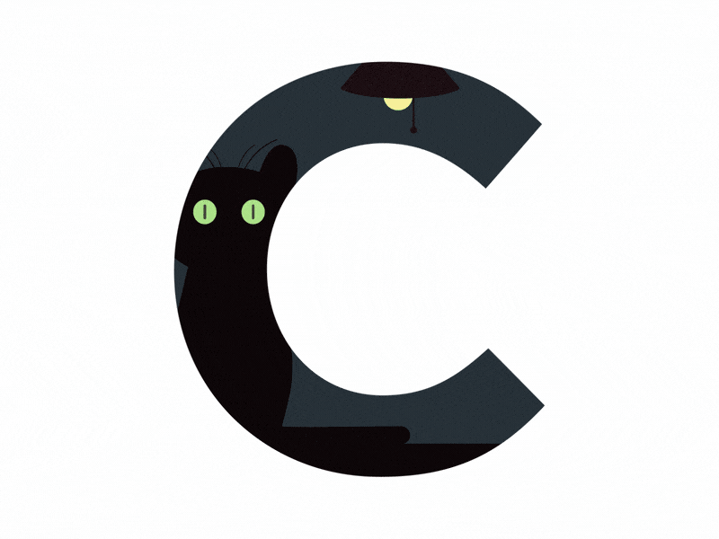 C Is For Cat cat cat illustration flat design flat animation flat art gif loop type type animation type art type challenge type daily