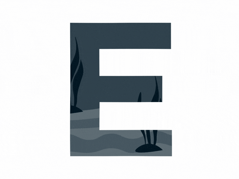 E Is For Electric Eels eels electric flat design flat animation flat art gif loop looped type type animation type art type challenge type daily