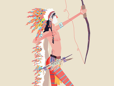 Hunting arrow bow character illustration indian native american