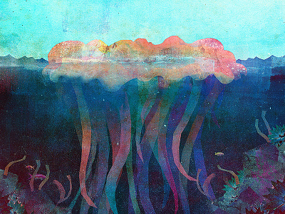 Jelly coral illustration jelly ocean sea sky texture