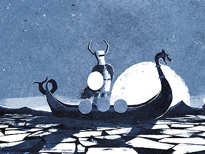 Voyage boat ice illustration shadow viking