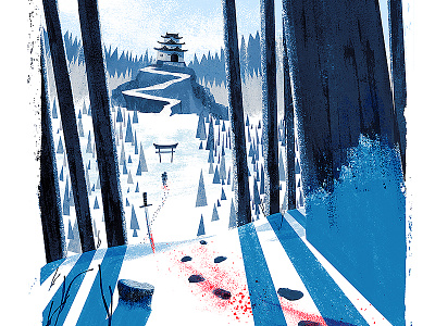 Ronin blood forest illustration japan ronin samurai snow sword texture