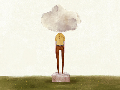 Cloudy cloud grass illustration man texture