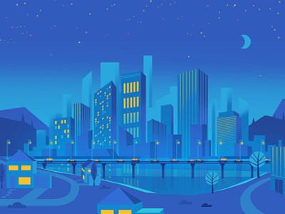 Skyline city illustration night skyline vector