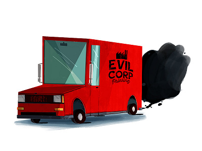 Evil Corp evil exhaust illustration truck