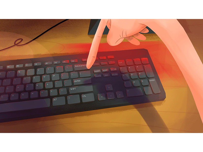 Hit-It animation glow hand illustration keyboard press