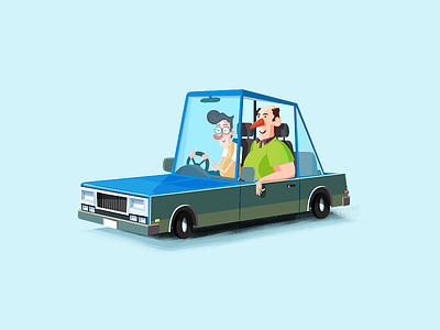 Buddddies car illustration travel