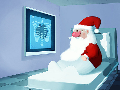 Santa - Ray christmas hospital illustration santa xray