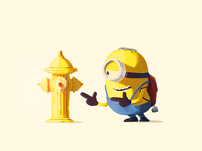 Papaya fan art fire hydrant illustration minions warm up sketch yellow