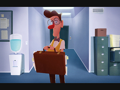 Nervous Nelly background briefcase character illustration nerd nervous office