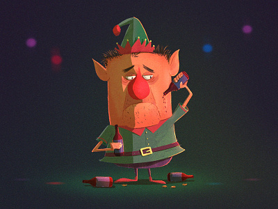 Last drops beer character christmas elf illustration sad santa