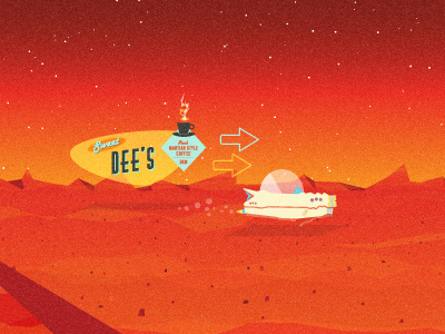 Sweet Dee's hover car illustration mars music video