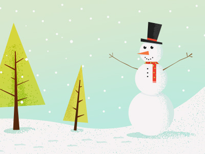 Snowman illustration scarf snow snowman tophat tree winter
