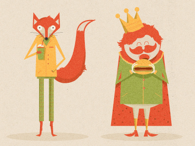 Fire Sale a5 burger fox illustration king shake stationary texture