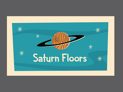 Saturn Floors branding illustration logo mid century planet space