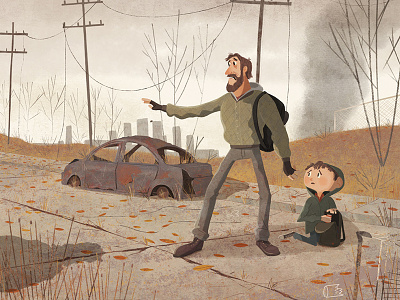 The Road apocalypse illustration wasteland