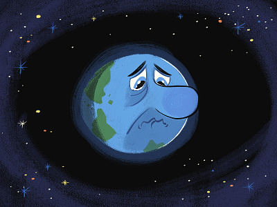 'Happy' Earth Day character design earth illustration sad space