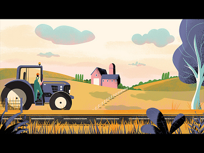 Paragon animation background countryside design farm hillside illustration tractor