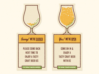 Open & Closed beer illustration signage trading hours