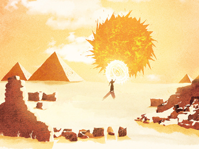 God desert god illustration pyramid sun