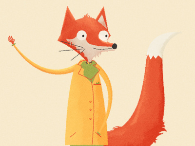 Snooty Fox fox illustration macot suit tail waving