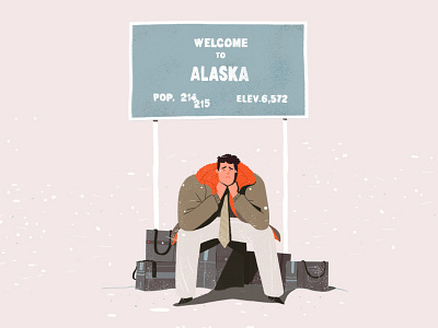 Northern Exposure alaska illustration luggage snow winter