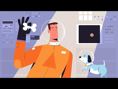 Good Boy 2d animation animation astronaut dog fetch loop mograph motion graphics scifi space