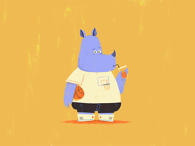 Rhino character design illustration rhino