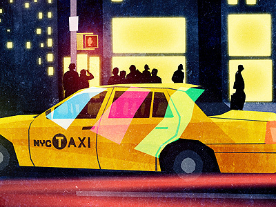 Scene 02 - NYC (3.0) crowd glow illustration lights new york night nyc people taxi texture