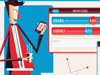 Race is Over candidates character coffee illustration infographic obama phone president romney usa