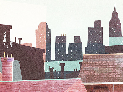 Sunrise buildings city illustration texture