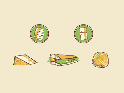Food... and Beer beer cheese food fridge icon illustration keg meat panini