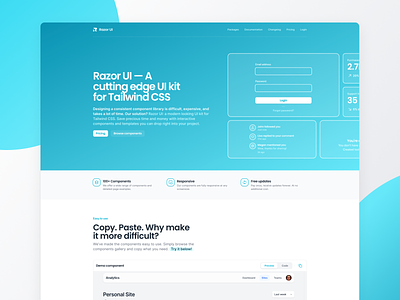 Razor UI | Landing Page branding clean design figma typography ui web