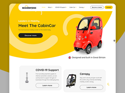 Scooterpac Website colourful website creative website mobility website scooter website website yellow website