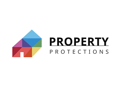Property Protections - umbrella brand animated logo branding clean logo colourful logo house logo isometric logo logodesign property logo umbrella brand