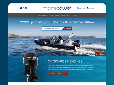 Marine Power - website design blue website boat website clean website ecommerce website marine website ui webdesign