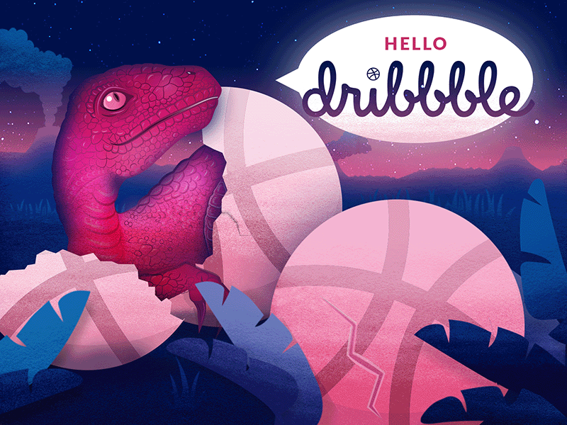 Hello Dribbble, I'm Sarah! animated animated gif animation design dinosaur egg firstshot hello hello dribble hellodribbble illustration motion