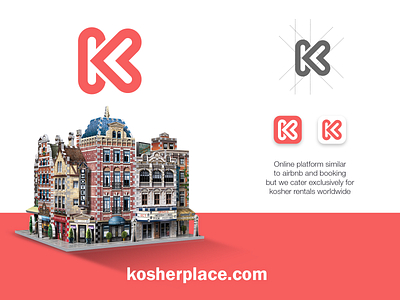 KosherPlace booking branding design drawing holiday hotel icon k letter k letter logo lettermark logo logo design logocreator logos online pink place platform summer